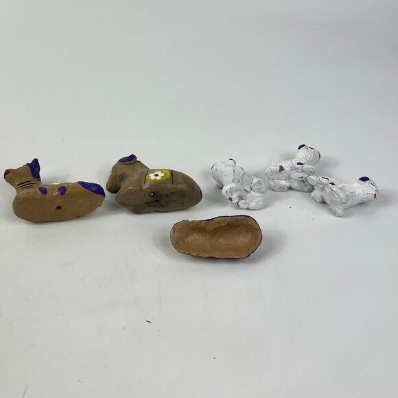 Mexican Large 13pc Handmade Clay Nativity Set Folk Art Purple Painted Peruvian - Picture 8 of 16